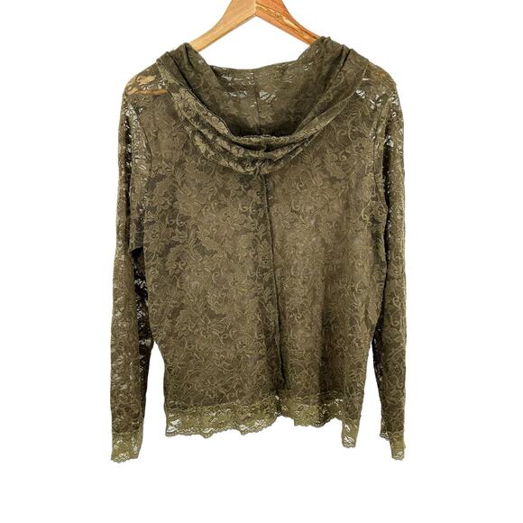 Britany Black Green Lace Full Zip Long Sleeve Jacket Size Large - Picture 6 of 11